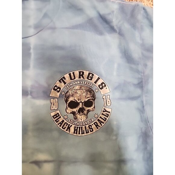 Sturgis 76th Anniversary 2016 Tshirt Size Medium Blue Tye-dye - Picture 2 of 4